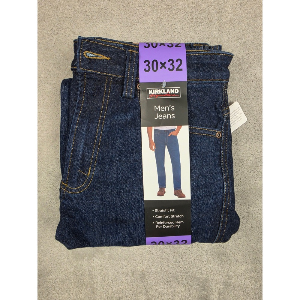 Kirkland Signature Jeans Mens 30x32 Blue Straight Fit Comfort Stretch 7772001